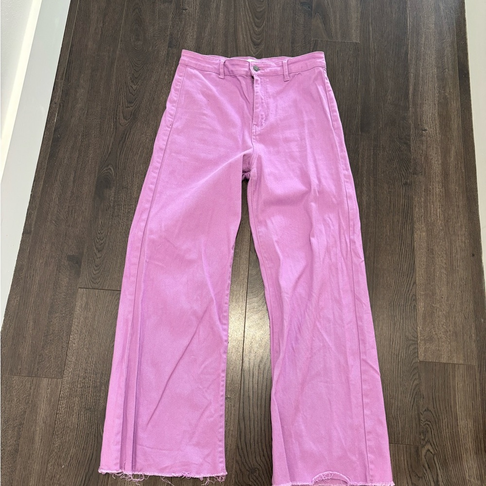 Lavender Wide-Leg High Waisted Women Jeans